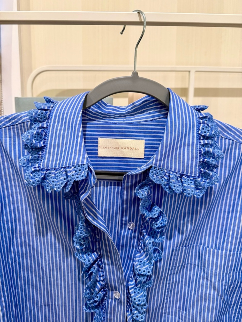 Blue Striped Ruffle-Trim Shirt - Picture 2 of 4